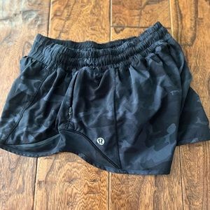 Lululemon black camo print running shorts